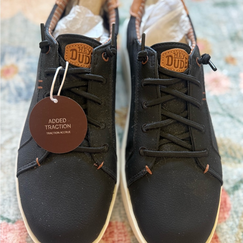 Hey Dude Men's Black and Brown Sneakers